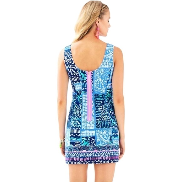 Lilly Pulitzer - Mila Stretch Shift Dress Rounded Back Seashell Charm Sz 2 - Picture 3 of 11